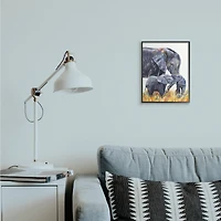 Stupell Industries Elephant Family in Tall Yellow Grass Safari Animals in Frame Wall Art