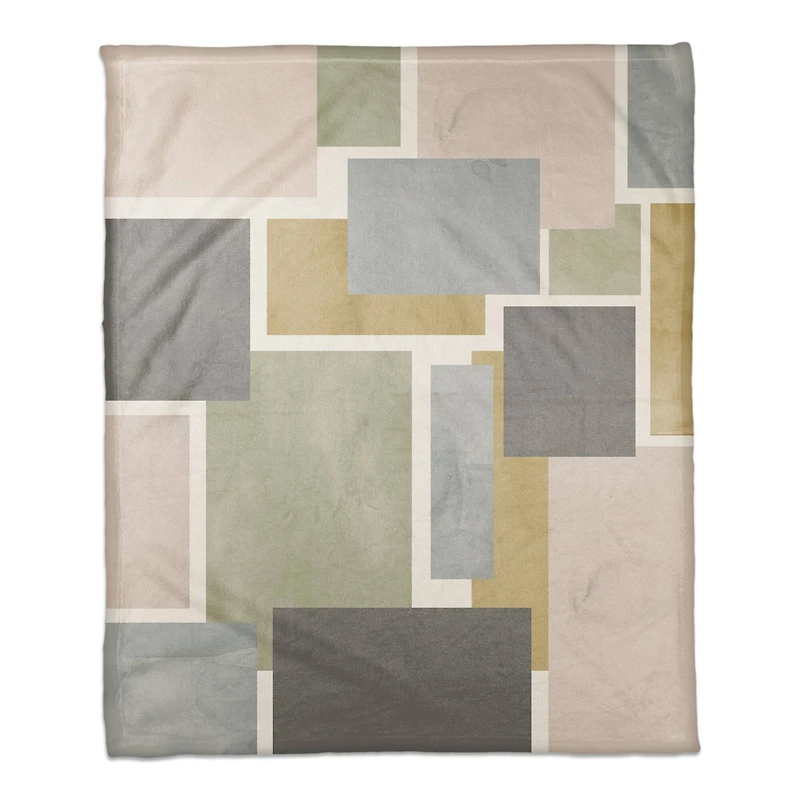 Muted Abstract Squares 50" x 60" Coral Fleece Blanket