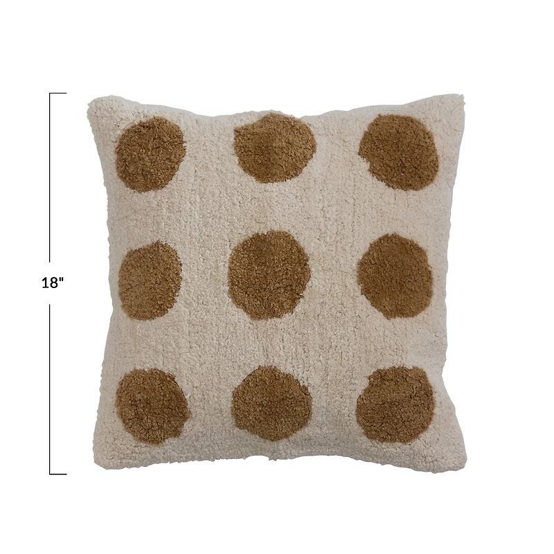 Hello Honey® Cream & Mustard Dots Cotton Tufted Pillow Cover with Chambray Back