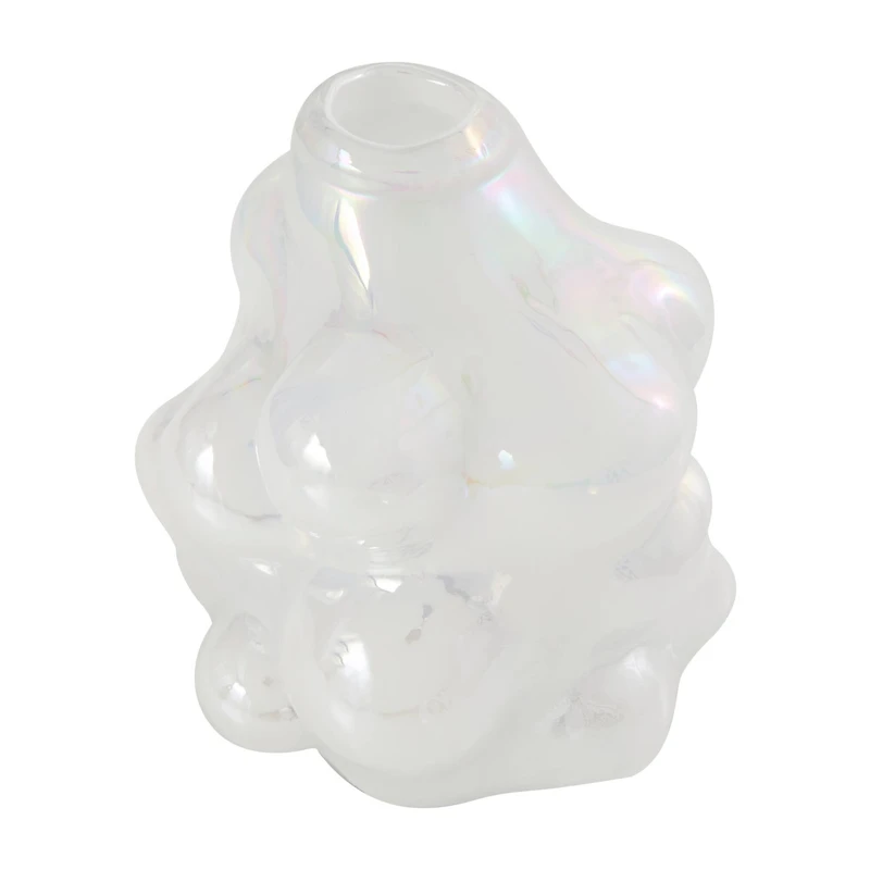 8" Clear Abstract Handmade Bubble Glass Vase