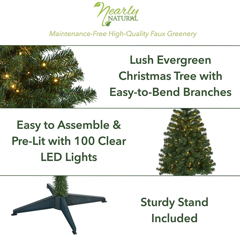 4ft. Pre-Lit Northern Tip Pine Artificial Christmas Tree, Clear LED Lights