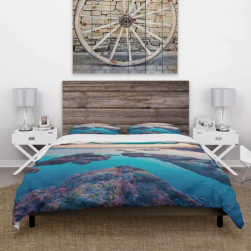 Designart 'Blue Sicily Island' Coastal Bedding Set