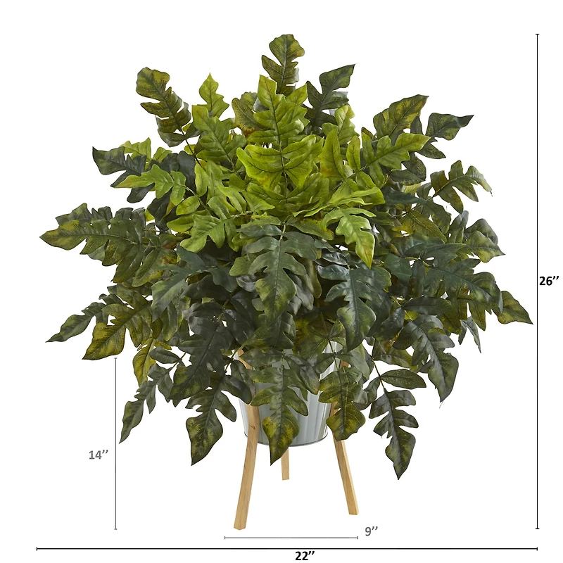 2ft. Holly Fern Plant in Green Planter with Stand