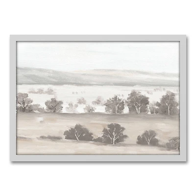 Neutral Calm Landscape White Framed Canvas