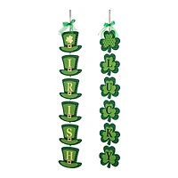 Glitzhome® 30" Set of 2 St. Patrick's Wooden Shamrock / Leprechaun Hats Door Hanger