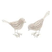 Faux Wicker Bird Figurines Set