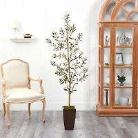 5.5ft. Olive Artificial Tree in Bronze Metal Planter