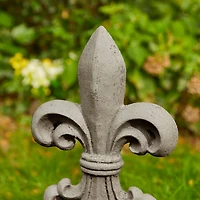 Glitzhome® 21" Gray Standing Fleur De Lis Garden Statue