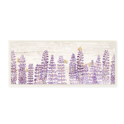 Stupell Industries Rustic Purple Lilac Florals and Honey Bees ,7" x 17"