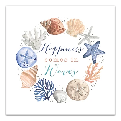 Happiness Comes In Waves Canvas Wall Art