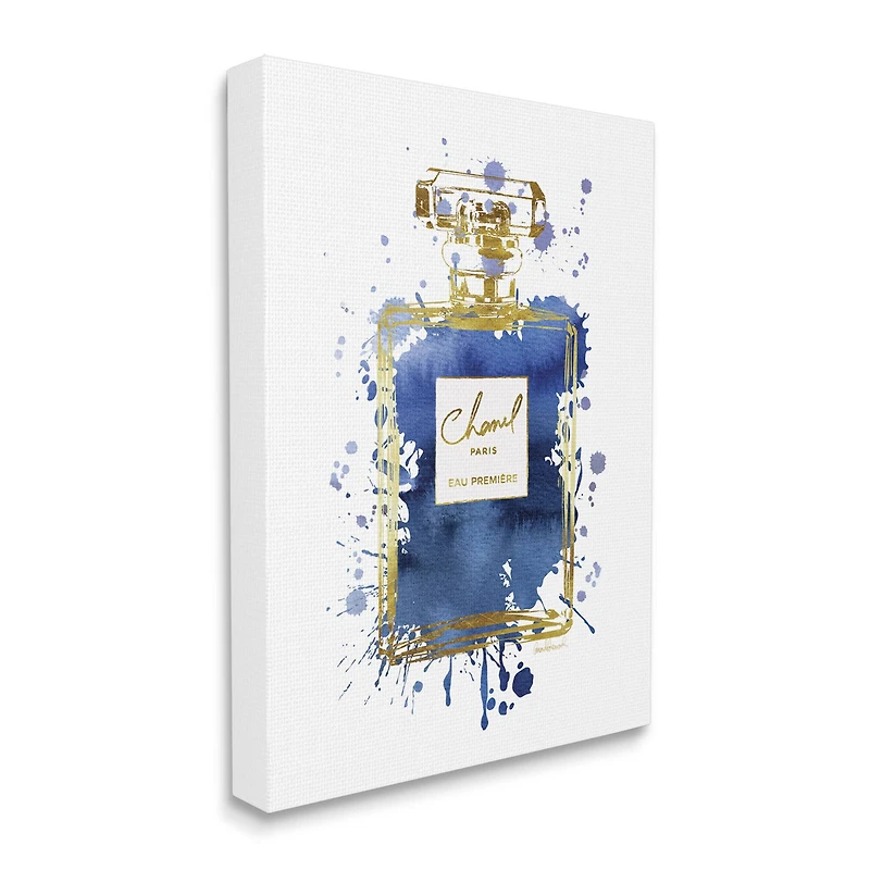 Stupell Industries Blue Pop Splash Glam Fragrance Bottle Canvas Wall Art