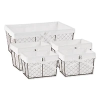 DII® Vintage Gray Chicken Wire Basket with Bleached White Liner