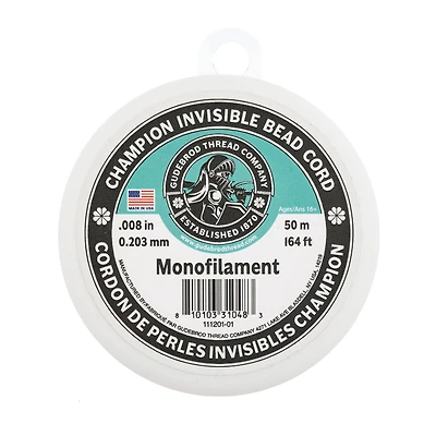 Gudebrod 0.008" x 164ft. Monofilament Champion Invisible Bead Cord