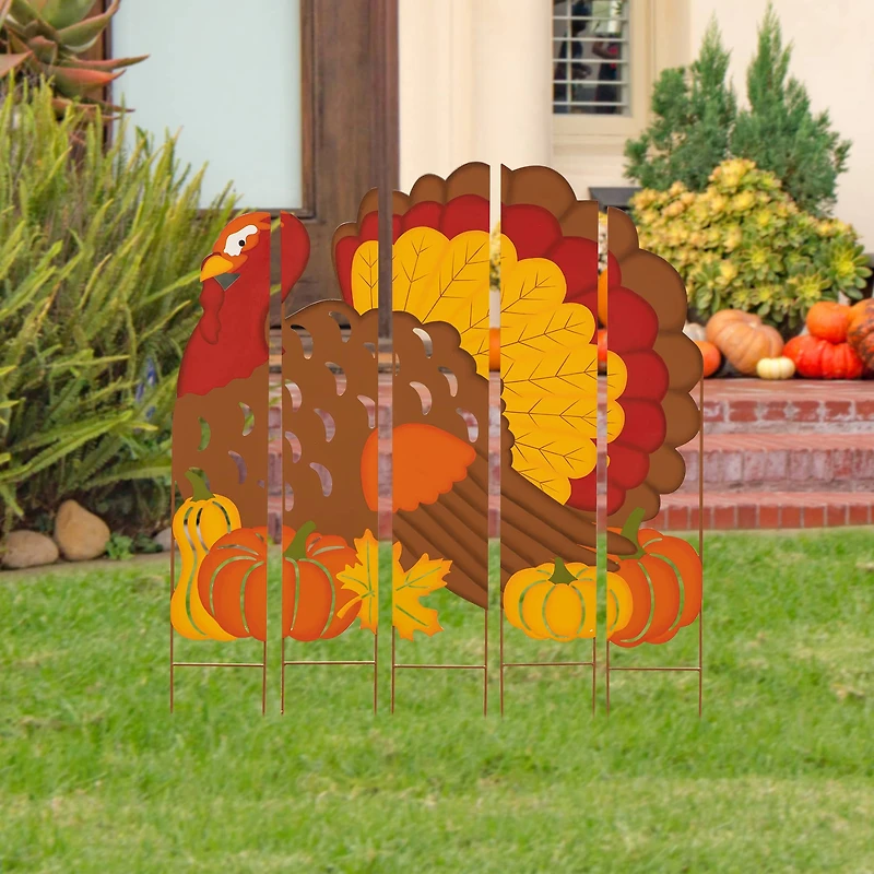 Glitzhome® 41.5" Thanksgiving Metal Turkey Combo Yard Stake