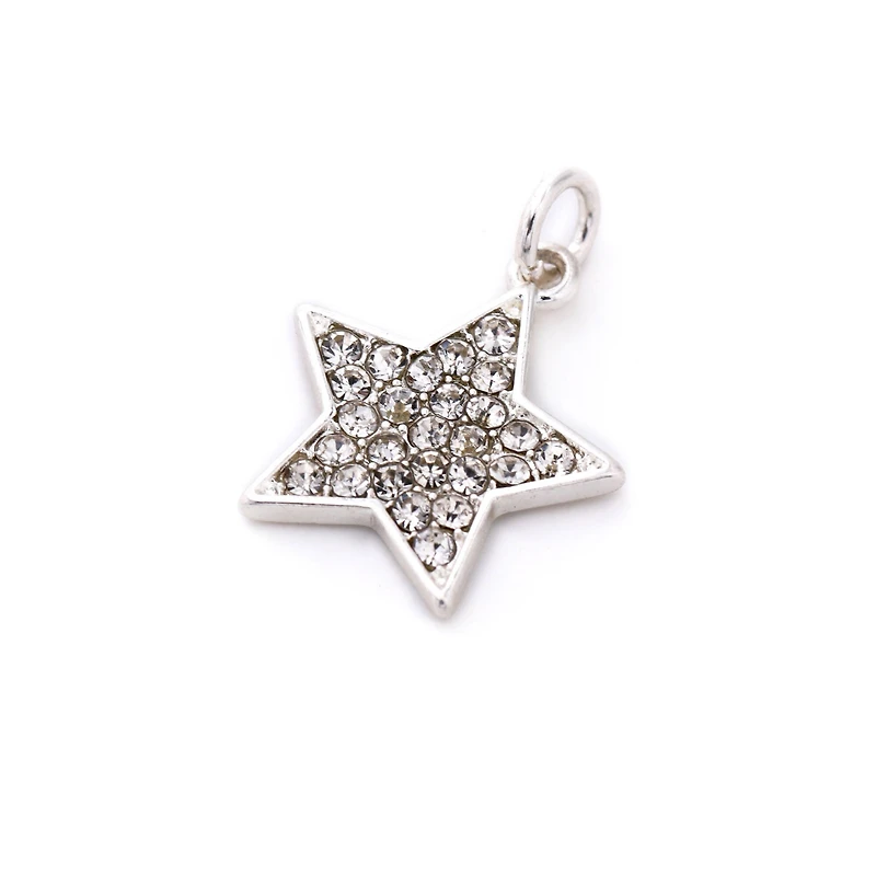 Charmalong™ Silver Plated & Stone Paved Star Charm by Bead Landing™