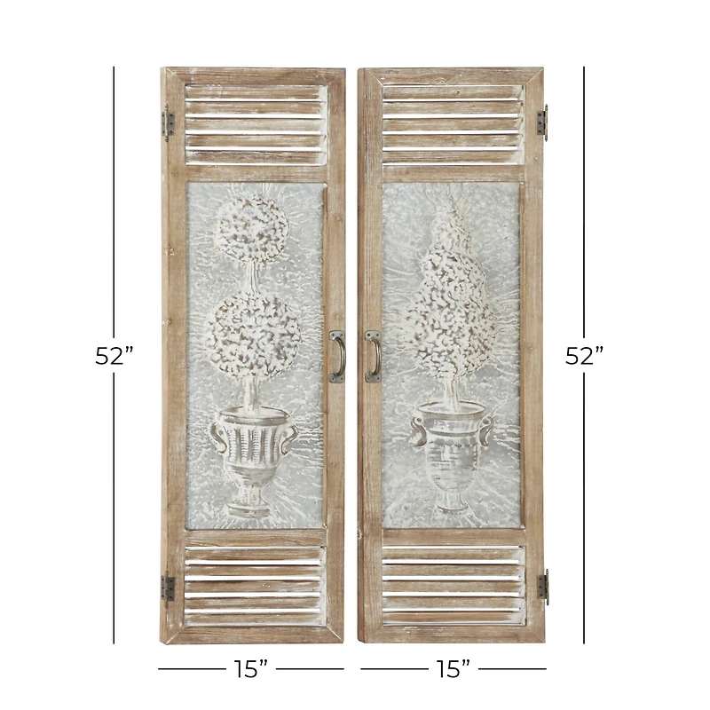 52" Brown Farmhouse Shutter Wall Décor Set