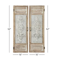 52" Brown Farmhouse Shutter Wall Décor Set