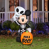 4ft. Airblown® Halloween Inflatable Mickey Mouse in Skeleton Costume with Pumpkin