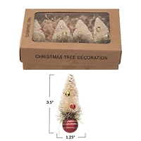 Hello Honey® 4 Pack 3.5" Red & Cream Sisal Bottle Brush Tree Ornaments