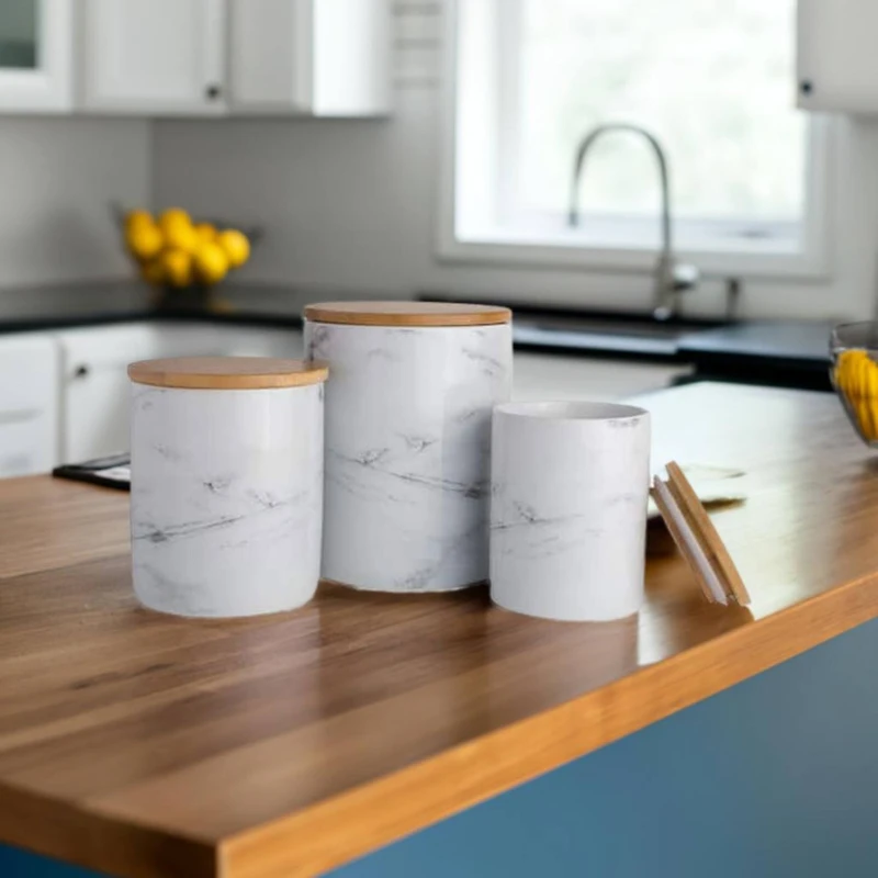 DII® White Marble Ceramic Canister Set