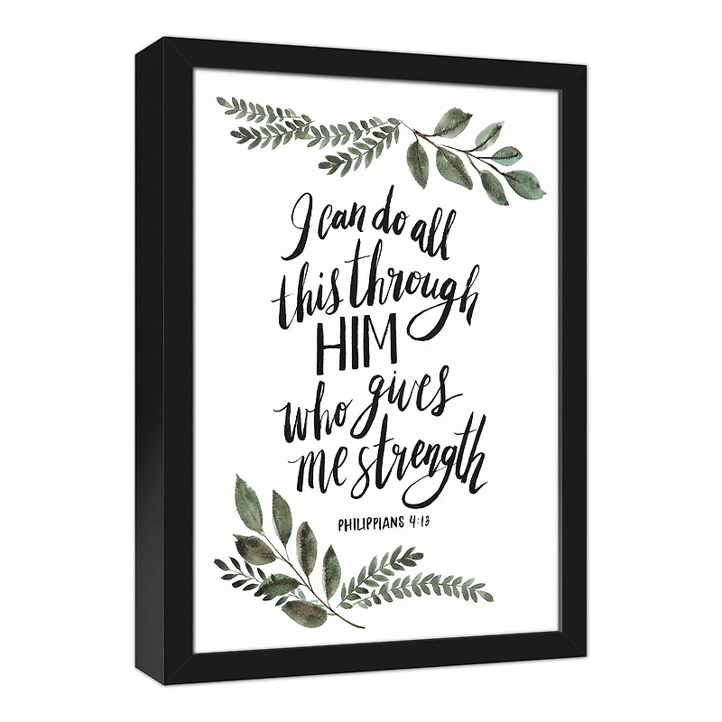 I Can do All this Through Him 12" x 18" Black Framed Canvas