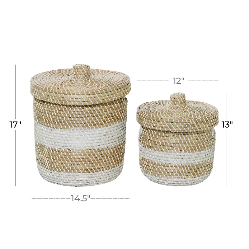 Brown Seagrass Natural Storage Basket Set