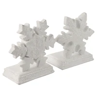 White Glittered Snowflake Christmas Stocking Holder Set