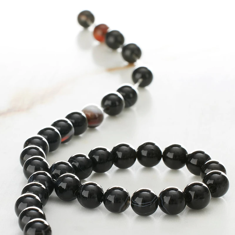 Black Agate Round Beads, 6mm by Bead Landing™