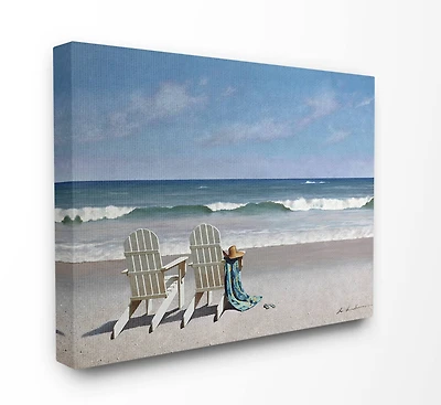 Stupell Industries Adirondack Chairs on the Beach Canvas Wall Art