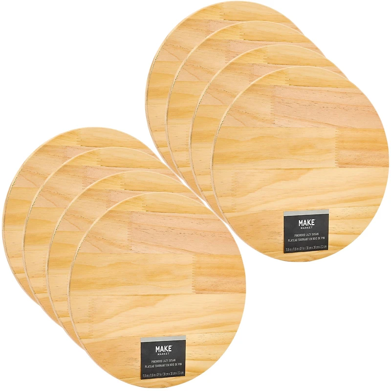 8 Pack: 12" Pinewood Lazy Susan by Make Market®