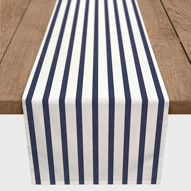 90'' Sea Stripes Poly Twill Table Runner