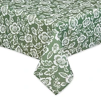 Artichoke Green Floral Print Outdoor Tablecloth with Zipper