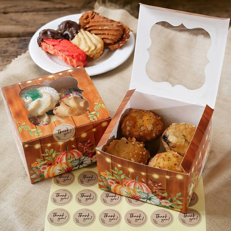 Kate Aspen Fall Cookie Boxes with Window & Seal Stickers, 30ct.