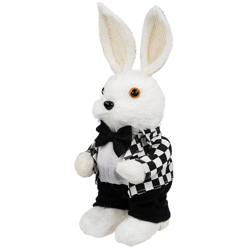 10" Boy Easter Rabbit Figurine in Checkered Jacket
