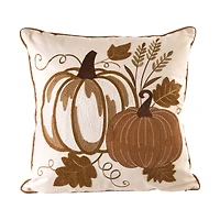 Glitzhome® Cotton Embroidered Pumpkin Pillow Cover