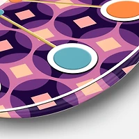 Designart 'Retro Circular Purple And Yellow Pattern Mid-Century Modern Wall Clock