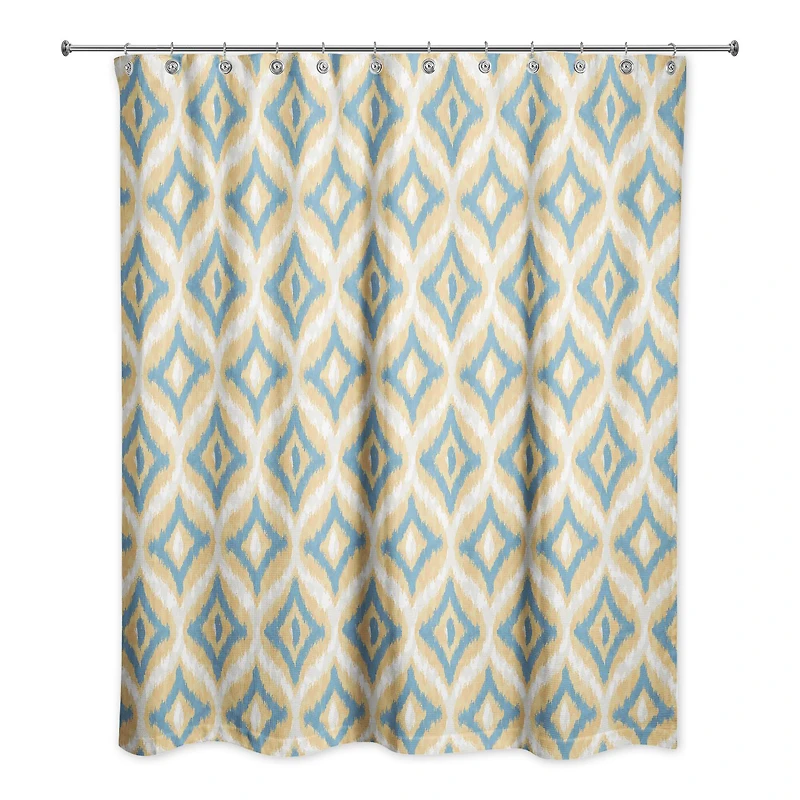 Blue and Yellow Ikat 71" x 74" Shower Curtain