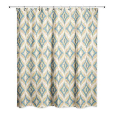 Blue and Yellow Ikat 71" x 74" Shower Curtain