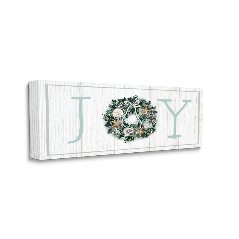 Stupell Industries Joy Holiday Seashell Wreath Canvas Wall Art