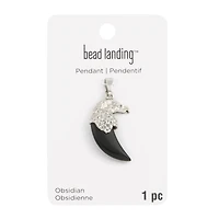 Rhodium & Obsidian Eagle Pendant by Bead Landing™