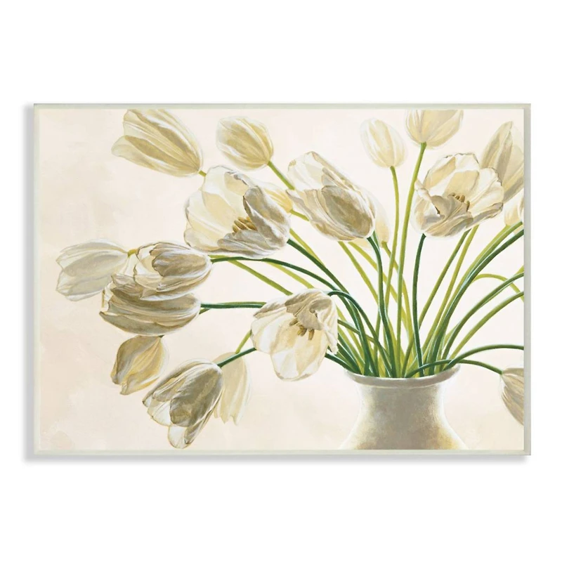 Stupell Industries Tranquil White Tulip Bouquet in Vase Wall Art