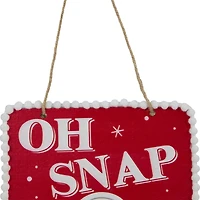6.25" Gingerbread Man "OH SNAP" Square Christmas Ornament