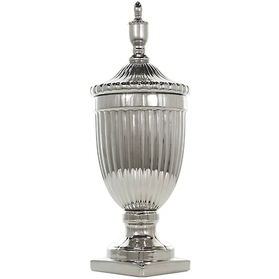 Silver Ceramic Decorative Jars with Grooves