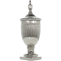 Silver Ceramic Decorative Jars with Grooves