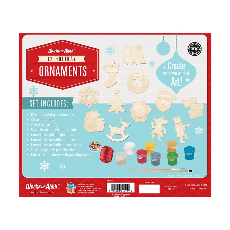 Works of Ahhh... Wood Painting Kit - 12 Holiday Ornaments