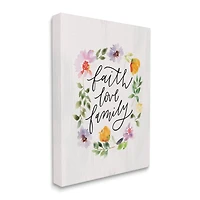 Stupell Industries Faith Love Family Quote Traditional Floral Wreath Canvas Wall Art