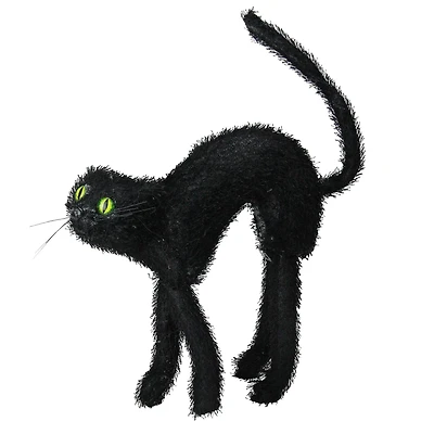 17" Scary Black Cat with Lighted Eyes Halloween Decoration