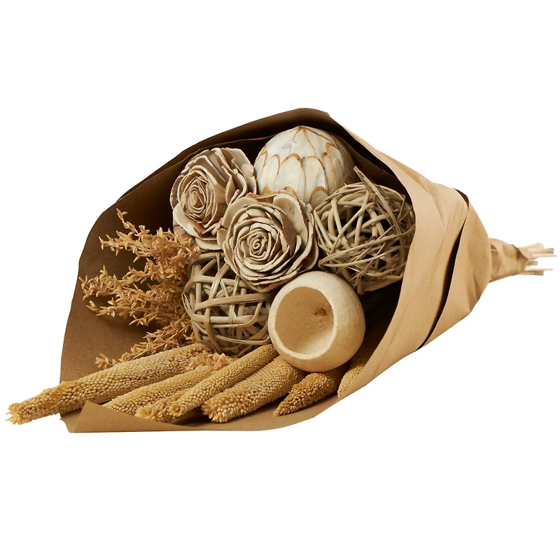 Light Brown Dried Floral Foliage Arrangement