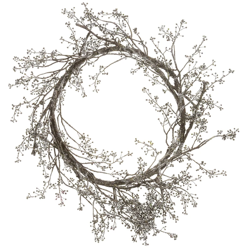26" Unlit Glittered Berry Wreath