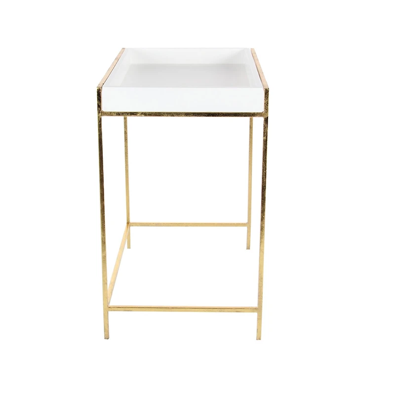 Set of 2 Gold Metal Contemporary Console Table, 22", 20"